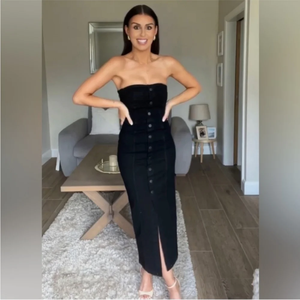 ZARA DENIM BUSTIER DRESS SIZE M